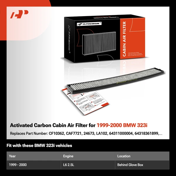 Activated Carbon Cabin Air Filter for 1999-2000 BMW 323i