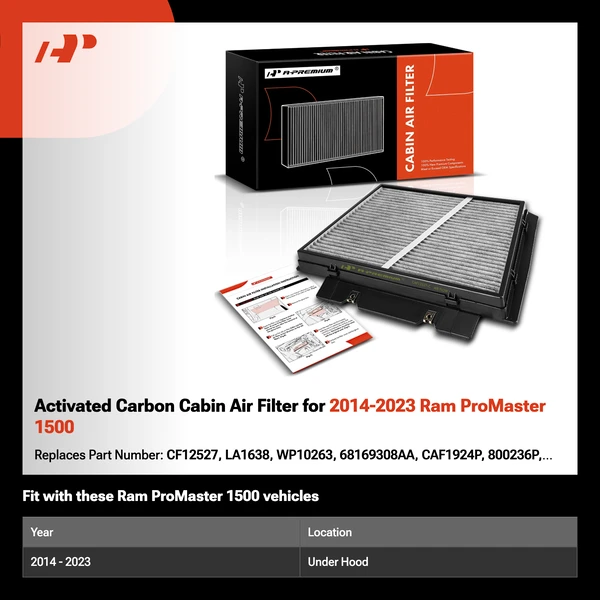 Activated Carbon Cabin Air Filter for 2014-2023 Ram ProMaster 1500