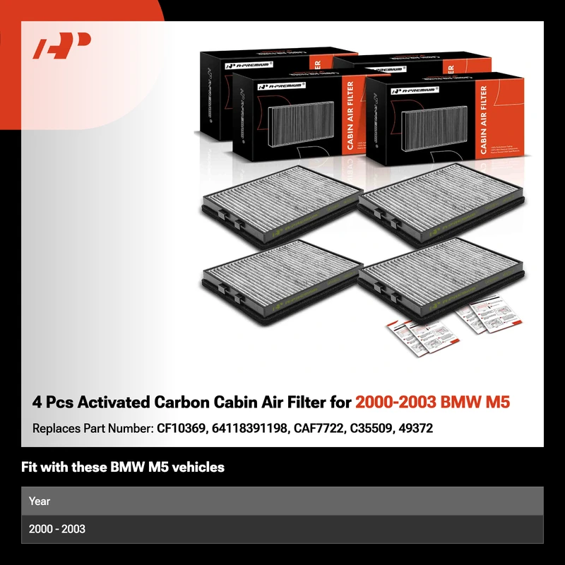 4 Pcs Activated Carbon Cabin Air Filter for 2000-2003 BMW M5