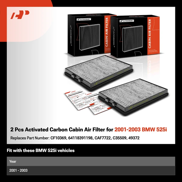 2 Pcs Activated Carbon Cabin Air Filter for 2001-2003 BMW 525i