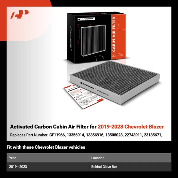Activated Carbon Cabin Air Filter for 2019-2023 Chevrolet Blazer