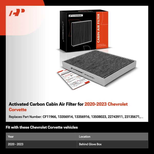 Activated Carbon Cabin Air Filter for 2020-2023 Chevrolet Corvette
