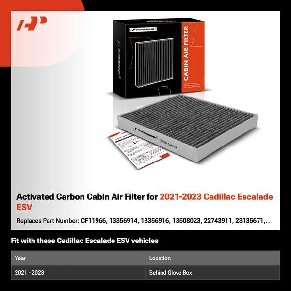 Activated Carbon Cabin Air Filter for 2021-2023 Cadillac Escalade ESV