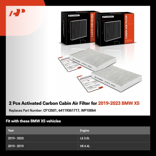 2 Pcs Activated Carbon Cabin Air Filter for 2019-2023 BMW X5