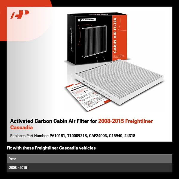 Activated Carbon Cabin Air Filter for 2008-2015 Freightliner Cascadia