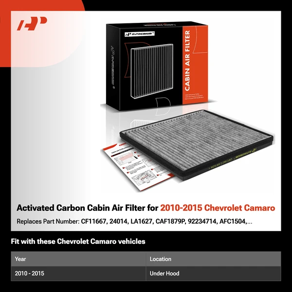 Activated Carbon Cabin Air Filter for 2010-2015 Chevrolet Camaro