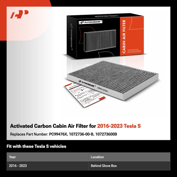 Activated Carbon Cabin Air Filter for 2016-2023 Tesla S