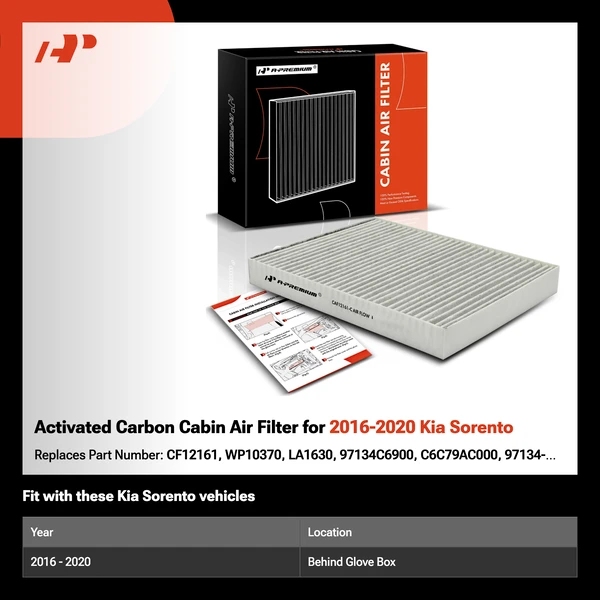 Activated Carbon Cabin Air Filter for 2016-2020 Kia Sorento