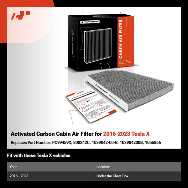 Activated Carbon Cabin Air Filter for 2016-2023 Tesla X