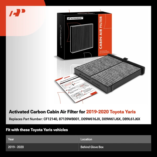 Activated Carbon Cabin Air Filter for 2019-2020 Toyota Yaris