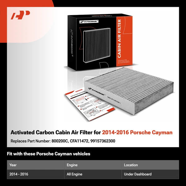 Activated Carbon Cabin Air Filter for 2014-2016 Porsche Cayman