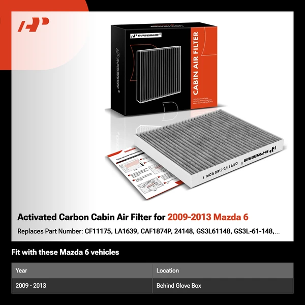 Activated Carbon Cabin Air Filter for 2009-2013 Mazda 6