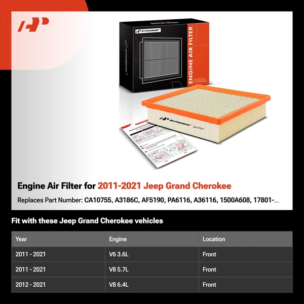Engine Air Filter for 2011-2021 Jeep Grand Cherokee