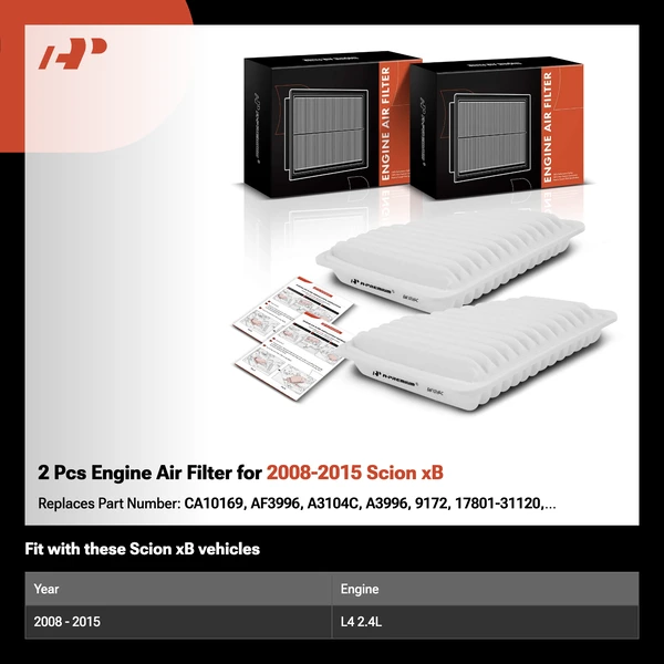 2 Pcs Engine Air Filter for 2008-2015 Scion xB