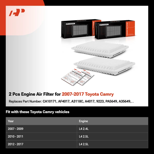 2 Pcs Engine Air Filter for 2007-2017 Toyota Camry