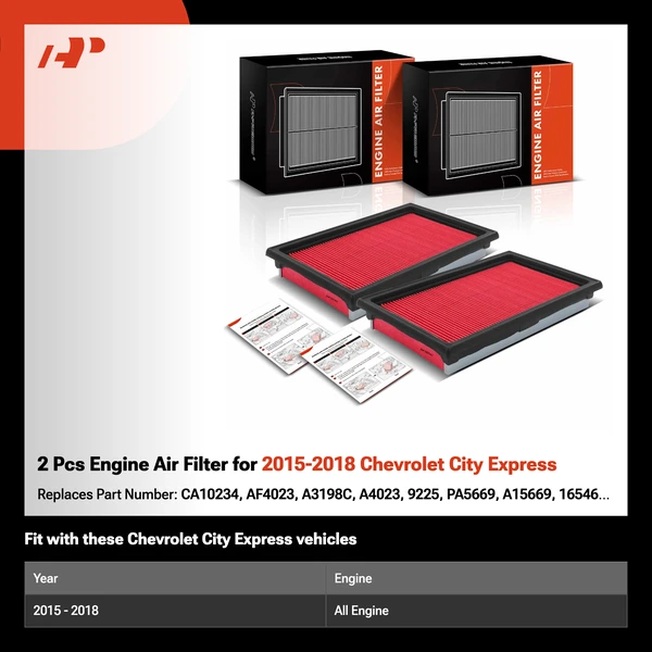 2 Pcs Engine Air Filter for 2015-2018 Chevrolet City Express