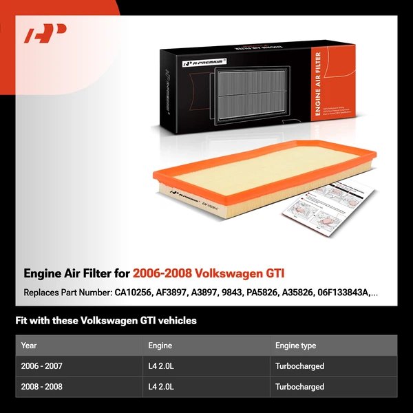 Engine Air Filter for 2006-2008 Volkswagen GTI