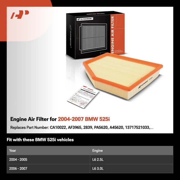 Engine Air Filter for 2004-2007 BMW 525i
