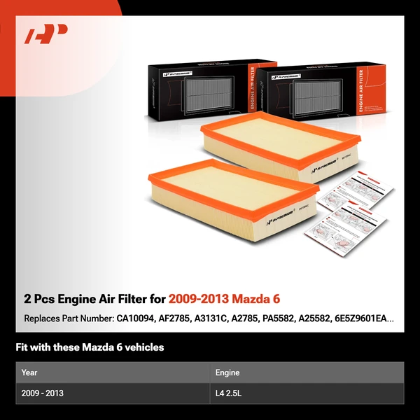 2 Pcs Engine Air Filter for 2009-2013 Mazda 6