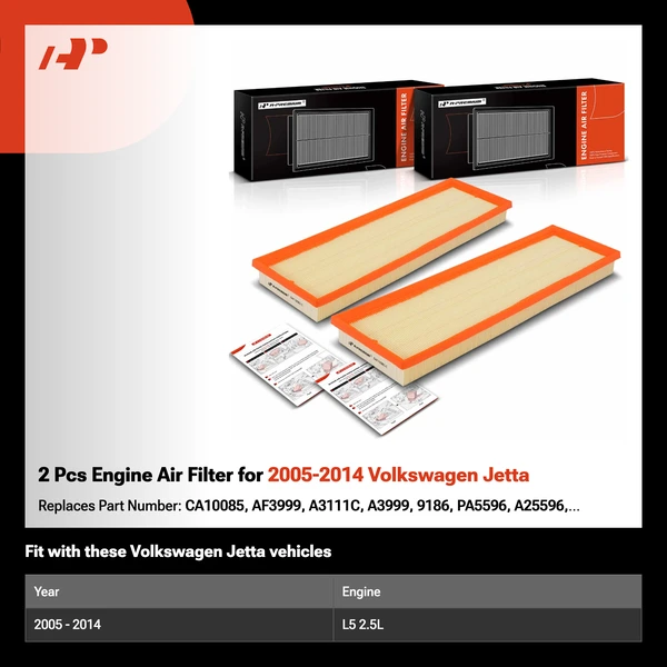 2 Pcs Engine Air Filter for 2005-2014 Volkswagen Jetta