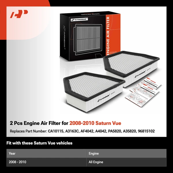 2 Pcs Engine Air Filter for 2008-2010 Saturn Vue