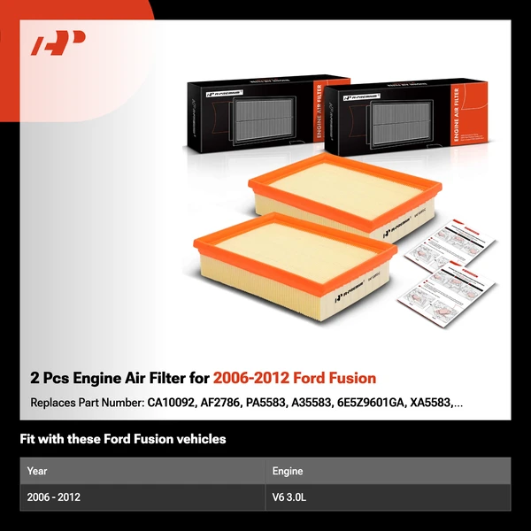 2 Pcs Engine Air Filter for 2006-2012 Ford Fusion