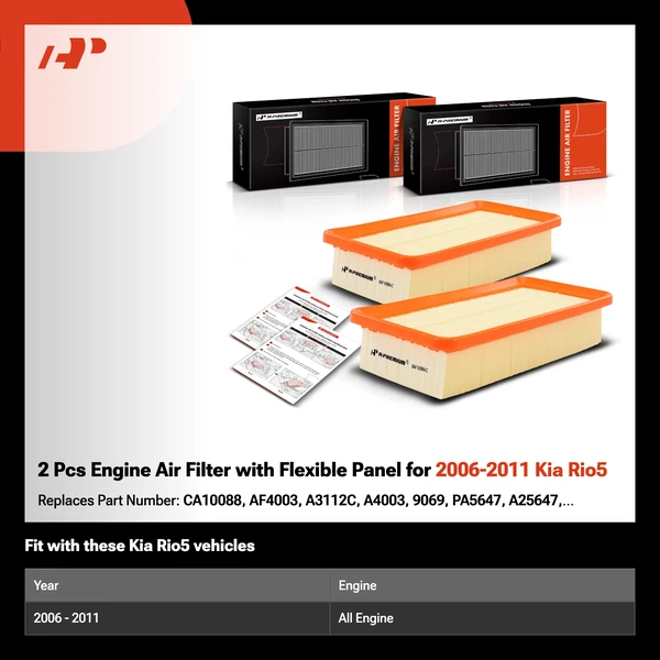 2 Pcs Engine Air Filter with Flexible Panel for 2006-2011 Kia Rio5