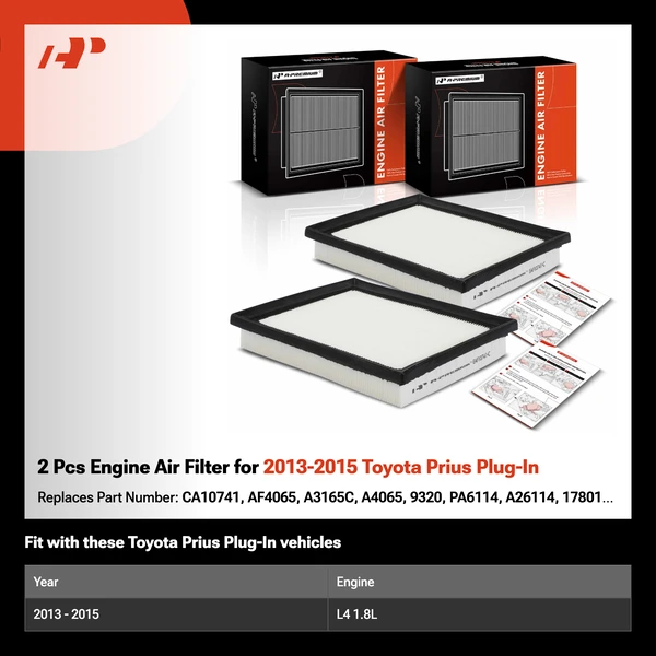 2 Pcs Engine Air Filter for 2013-2015 Toyota Prius Plug-In