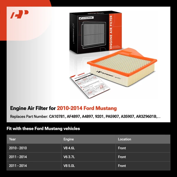 Engine Air Filter for 2010-2014 Ford Mustang