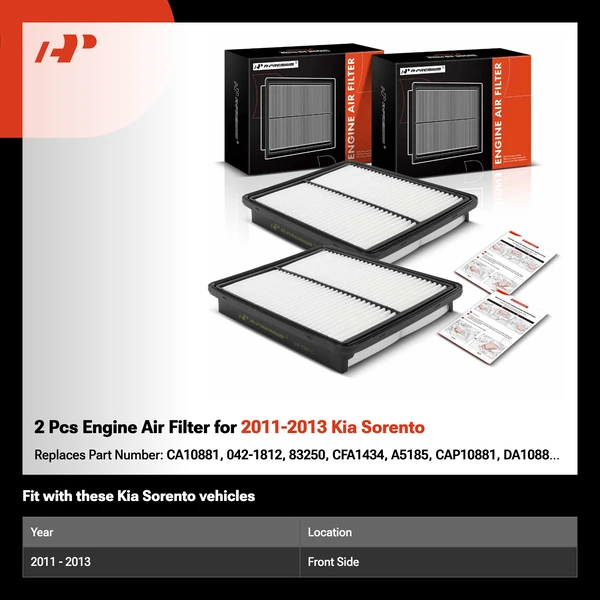 2 Pcs Engine Air Filter for 2011-2013 Kia Sorento