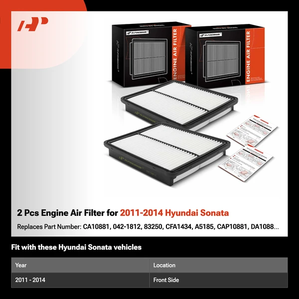 2 Pcs Engine Air Filter for 2011-2014 Hyundai Sonata
