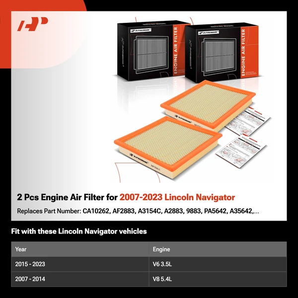 2 Pcs Engine Air Filter for 2007-2023 Lincoln Navigator