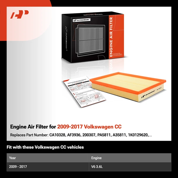 Engine Air Filter for 2009-2017 Volkswagen CC