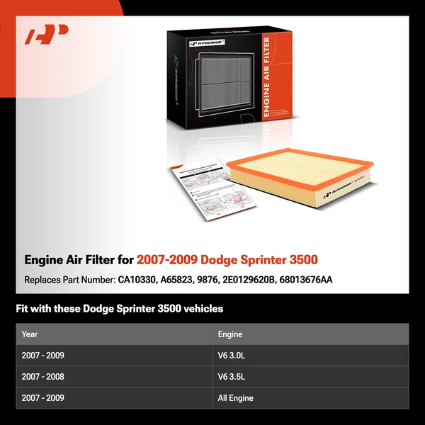 Engine Air Filter for 2007-2009 Dodge Sprinter 3500