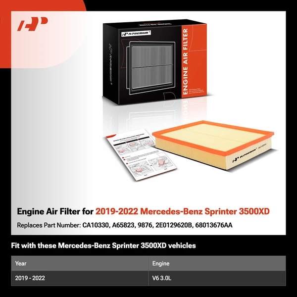 Engine Air Filter for 2019-2022 Mercedes-Benz Sprinter 3500XD