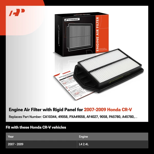 Engine Air Filter with Rigid Panel for 2007-2009 Honda CR-V