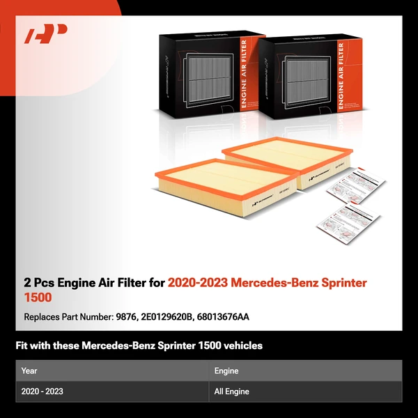 2 Pcs Engine Air Filter for 2020-2023 Mercedes-Benz Sprinter 1500