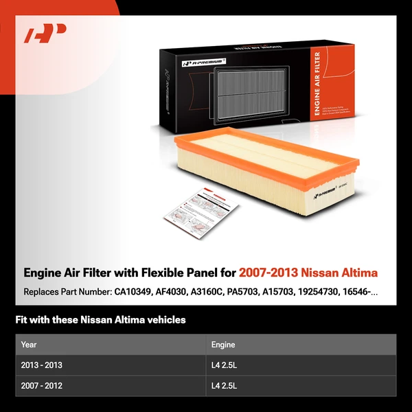 Engine Air Filter with Flexible Panel for 2007-2013 Nissan Altima