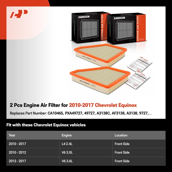 2 Pcs Engine Air Filter for 2010-2017 Chevrolet Equinox