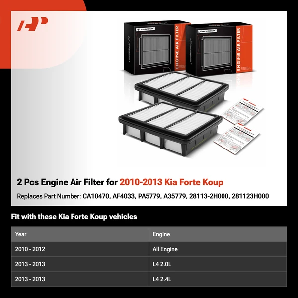 2 Pcs Engine Air Filter for 2010-2013 Kia Forte Koup