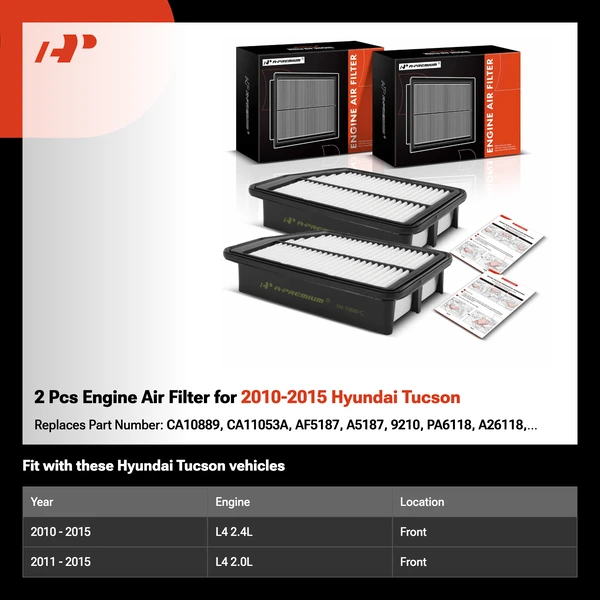 2 Pcs Engine Air Filter for 2010-2015 Hyundai Tucson