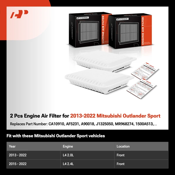 2 Pcs Engine Air Filter for 2013-2022 Mitsubishi Outlander Sport