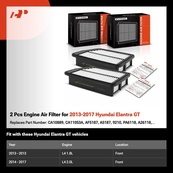2 Pcs Engine Air Filter for 2013-2017 Hyundai Elantra GT