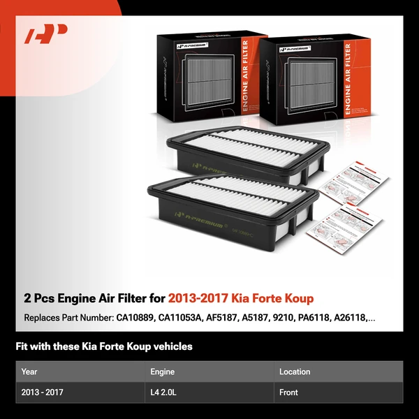 2 Pcs Engine Air Filter for 2013-2017 Kia Forte Koup