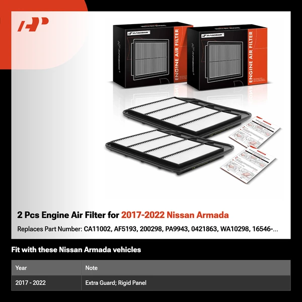 2 Pcs Engine Air Filter for 2017-2022 Nissan Armada