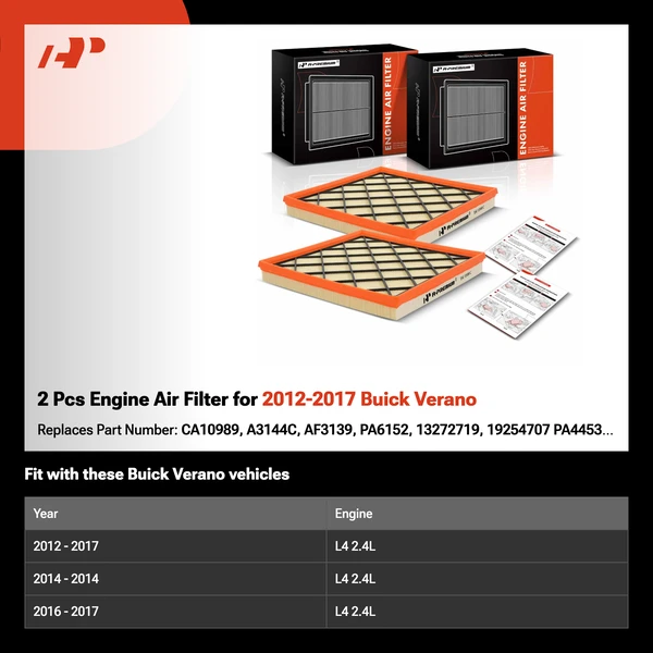 2 Pcs Engine Air Filter for 2012-2017 Buick Verano