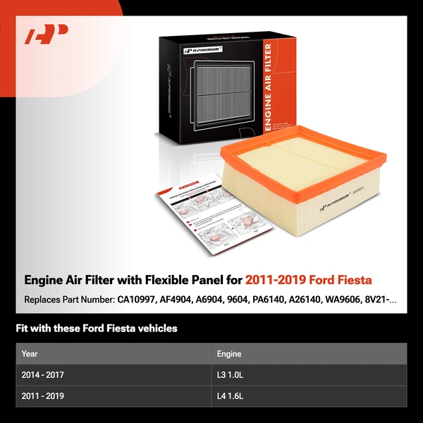 Engine Air Filter with Flexible Panel for 2011-2019 Ford Fiesta