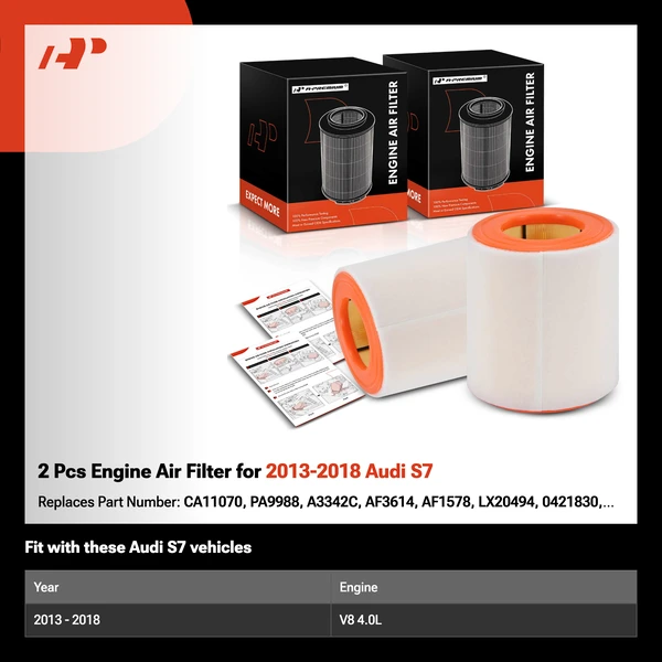 2 Pcs Engine Air Filter for 2013-2018 Audi S7