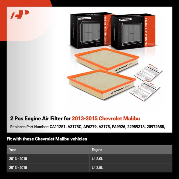 2 Pcs Engine Air Filter for 2013-2015 Chevrolet Malibu