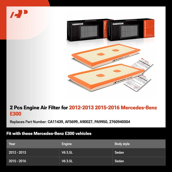 2 Pcs Engine Air Filter for 2012-2013 2015-2016 Mercedes-Benz E300